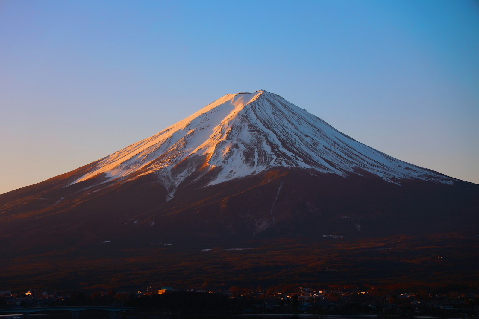 A snow-capped peak at first light